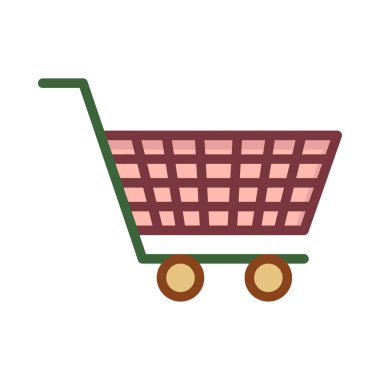 alışveriş sepeti düz simgesi, vektör