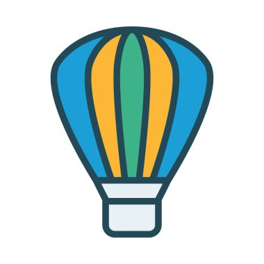 Hava Balon düz simgesi beyaz arka plan, vektör, illüstrasyon izole
