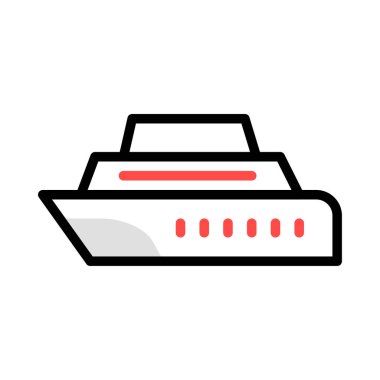 Beyaz arka plan, vektör, illüstrasyon izole düz simge gemi cruise