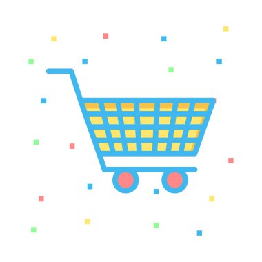 alışveriş sepeti düz simgesi, vektör