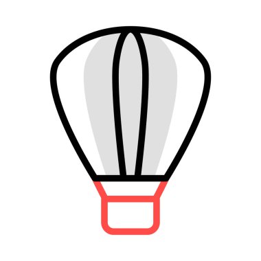 Hava Balon düz simgesi beyaz arka plan, vektör, illüstrasyon izole