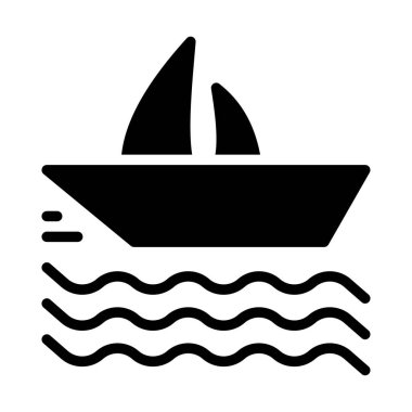 Beyaz arka plan, vektör, illüstrasyon izole düz simge gemi cruise