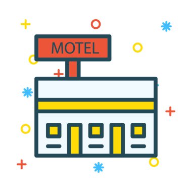 Otel web simgesi, vektör illüstrasyonu 