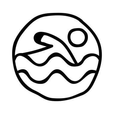 Yüzme kişi kutsal kişilerin resmi, vektör çizim 