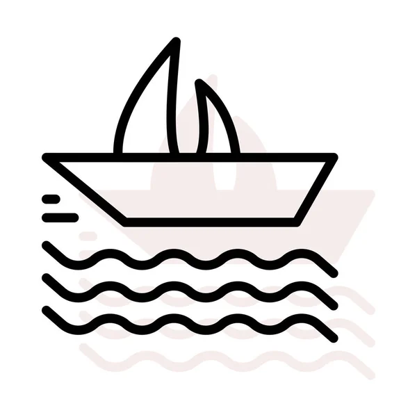 在白色背景 插图上隔离的巡航船平面图标 — 图库矢量图片