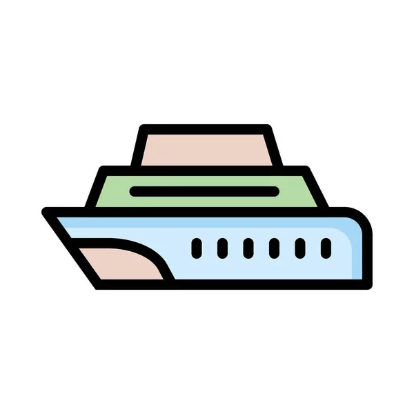 在白色背景 插图上隔离的巡航船平面图标 — 图库矢量图片