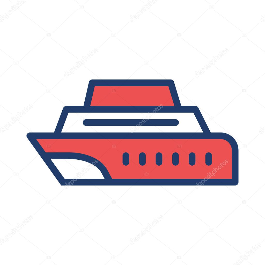 cruise ship flat icon isolated on white background, vector, illustration