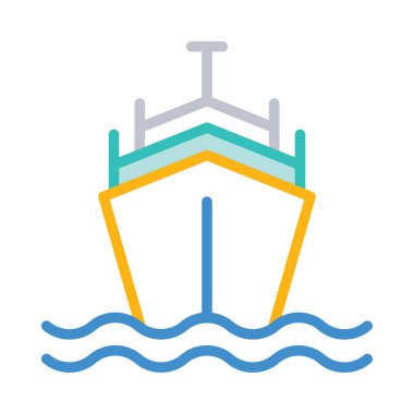 Beyaz arka plan, vektör, illüstrasyon izole düz simge gemi cruise