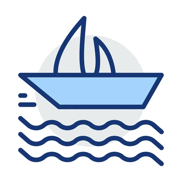 Crucero Icono Plano Del Barco Aislado Sobre Fondo Blanco Vector — Vector de stock