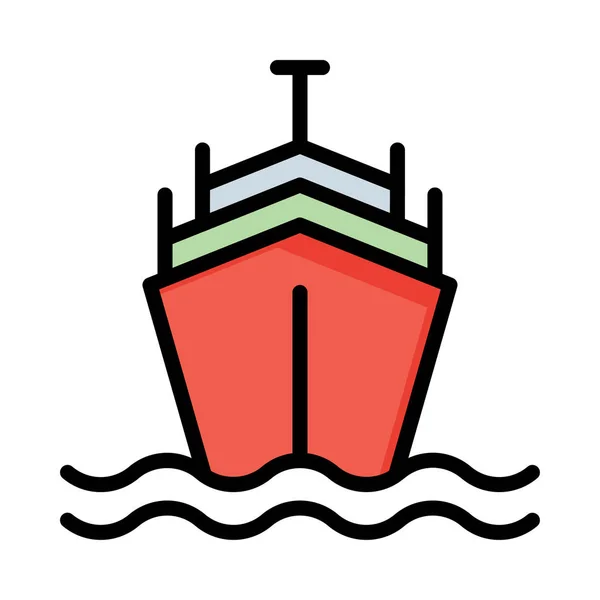 Crucero Icono Plano Del Barco Aislado Sobre Fondo Blanco Vector — Vector de stock