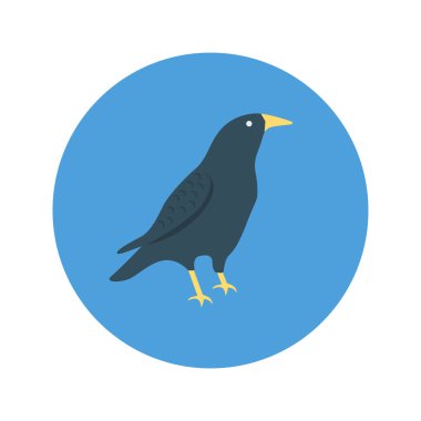 Karga Kuş düz simgesi, vektör, illüstrasyon, Cadılar Bayramı kavramı 