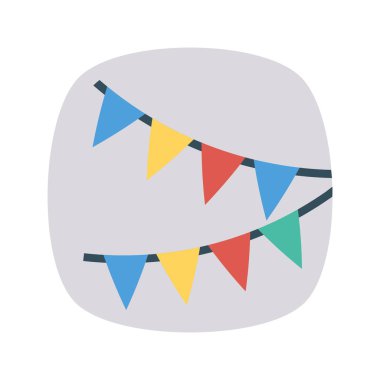 bayrak dekorasyon düz simgesi, vektör, illüstrasyon  