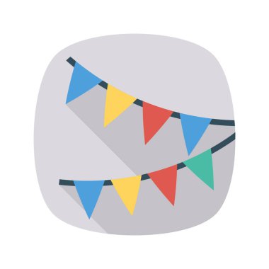 bayrak dekorasyon düz simgesi, vektör, illüstrasyon  