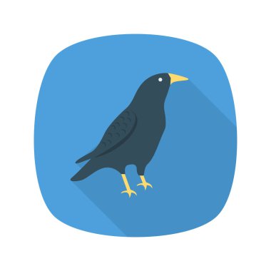 Karga Kuş düz simgesi, vektör, illüstrasyon, Cadılar Bayramı kavramı 