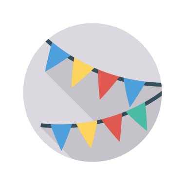 bayrak dekorasyon düz simgesi, vektör, illüstrasyon  