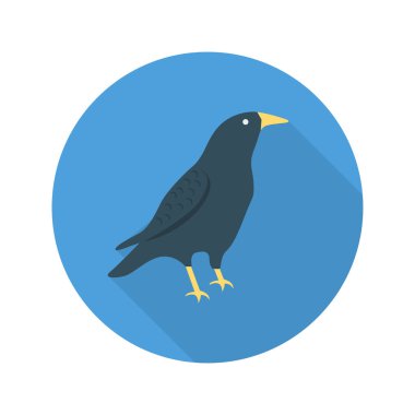 Karga Kuş düz simgesi, vektör, illüstrasyon, Cadılar Bayramı kavramı 