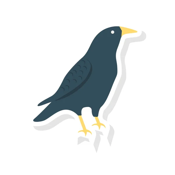 Crow Bird Flat Icon Vector Ilustración Concepto Halloween — Archivo Imágenes Vectoriales