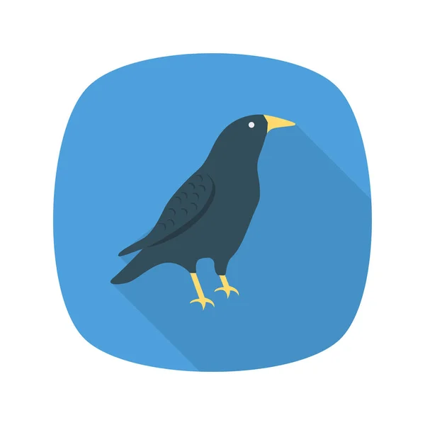Crow Bird Flat Icon Vector Ilustración Concepto Halloween — Archivo Imágenes Vectoriales
