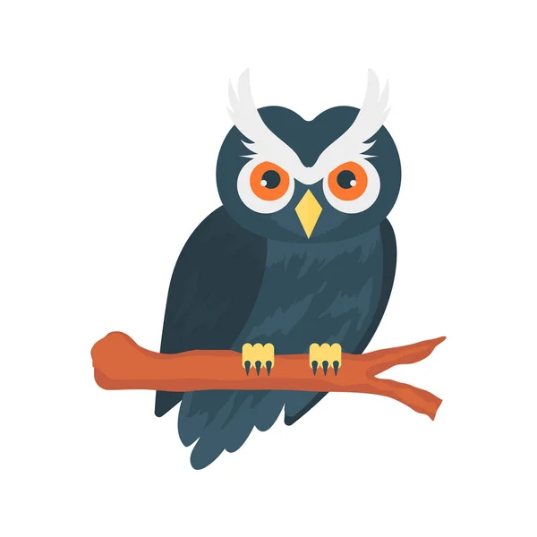 Owl Fågel Flat Ikonen Vektor Illustration Halloween Koncept — Stock vektor