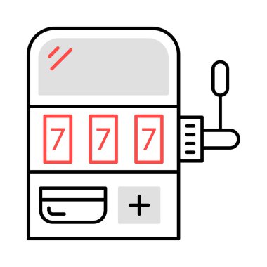 slot makinesidir düz simgesi beyaz arka plan, vektör, illüstrasyon izole