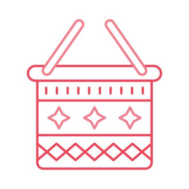 Beyaz arka plan, vektör, illüstrasyon izole davul düz simgesi