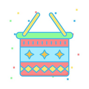 Beyaz arka plan, vektör, illüstrasyon izole davul düz simgesi