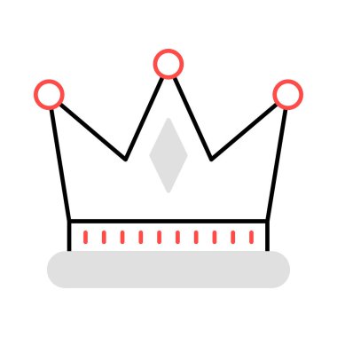 taç düz simgesi beyaz arka plan, vektör, illüstrasyon izole