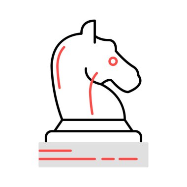 Satranç parçası düz simgesi beyaz arka plan, vektör, illüstrasyon izole   