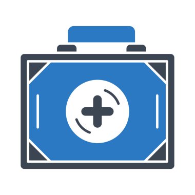 ilk yardım çantasında düz simgesi, vektör, illüstrasyon