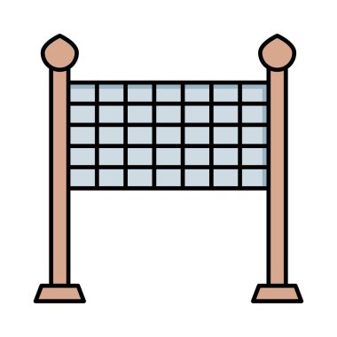 Beyaz arka plan, vektör, illüstrasyon izole voleybol net düz simgesi