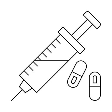 hapları düz simgesi beyaz arka plan, vektör, illüstrasyon izole iğne şırınga 