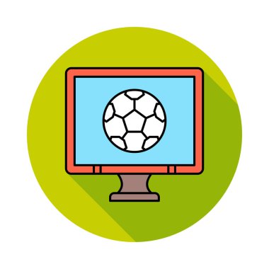 Futbol topu düz simgesi, vektör, illüstrasyon ile LCD ekran 