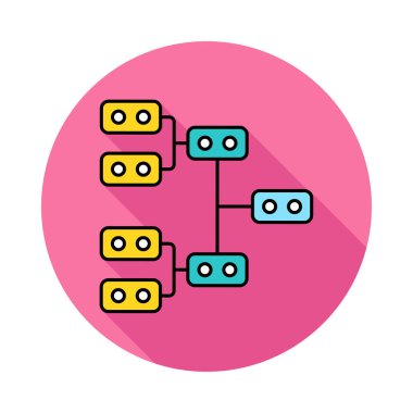 Hiyerarşi grafik düz simgesi beyaz arka plan, vektör, illüstrasyon izole