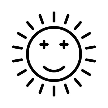 yaz güneş düz simgesi, vektör, illüstrasyon