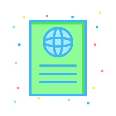 Pasaport düz simgesi, vektör, illüstrasyon