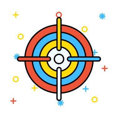 hedef düz simgesi beyaz arka plan, vektör, illüstrasyon izole