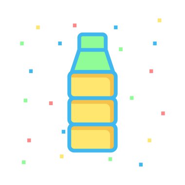 Plastik su şişesi düz simgesi, vektör, illüstrasyon  