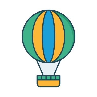 Hava Balon düz simgesi beyaz arka plan, vektör, illüstrasyon izole 