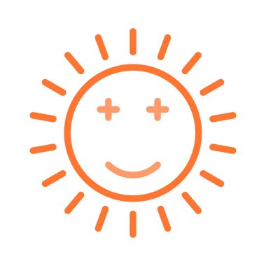 yaz güneş düz simgesi, vektör, illüstrasyon