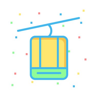 Telesiyej düz simgesi, vektör, illüstrasyon, taşıma kavramı 