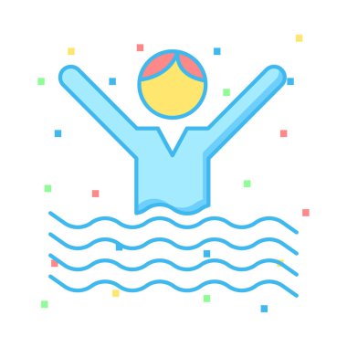 Yüzme Havuzu düz simgesi beyaz arka plan, vektör, illüstrasyon izole