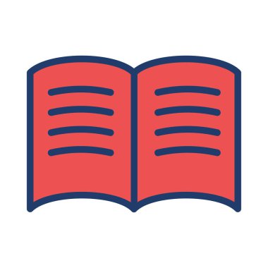 açılan kitap düz simgesi, vektör, illüstrasyon kavramı okuma, 