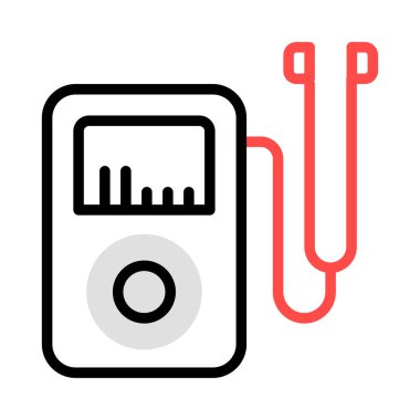 MP3Audio player ile kulaklık düz simgesi, vektör, illüstrasyon