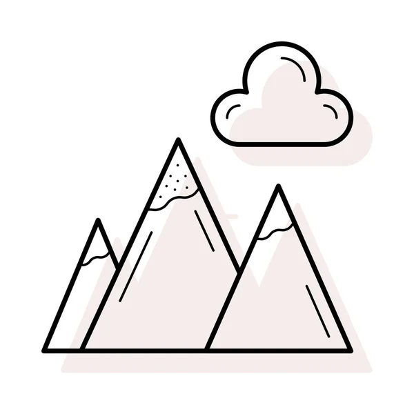 Montañas Con Nube Icono Plano Aislado Sobre Fondo Blanco Vector — Archivo Imágenes Vectoriales