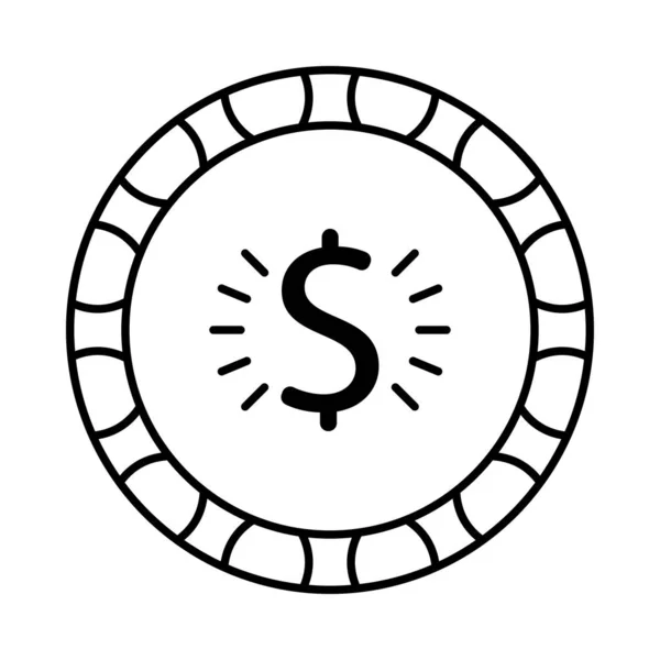 Dollar Gambling Chip Flat Icon Isolated White Background Vector Illustration — Stock Vector