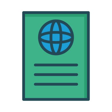 Pasaport düz simgesi, vektör, illüstrasyon