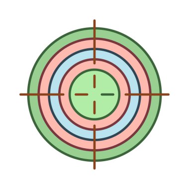 Dart tahtası düz simgesi beyaz arka plan, vektör, illüstrasyon izole