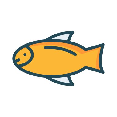 Balık düz simgesi, vektör, illüstrasyon