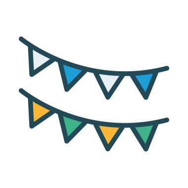 bayrak dekorasyon düz simgesi, vektör, illüstrasyon  