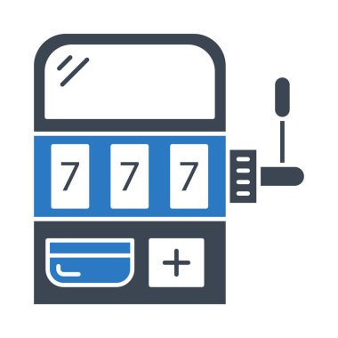 slot makinesidir düz simgesi beyaz arka plan, vektör, illüstrasyon izole